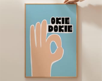 Okie Dokie Retro Print: Quirky Living Room Wall Art