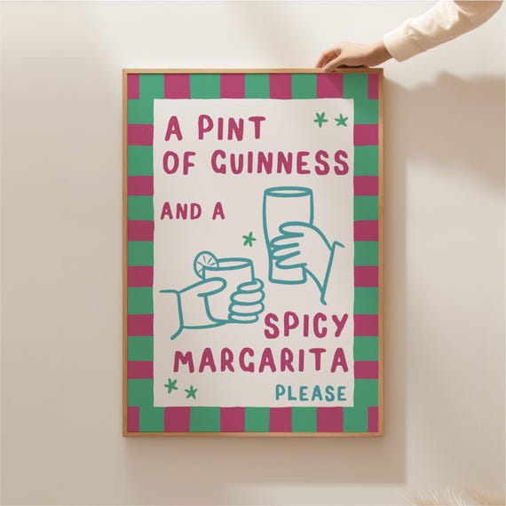 Pub Print, Custom Couple Art Print, Wine Illustration, Cocktail Print, Beer Print, Personalised Drink Print, Bar Cart Wall Decor