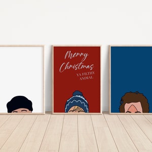 Home Alone Set of 3 Christmas Prints, Merry Christmas Ya Filthy Animal