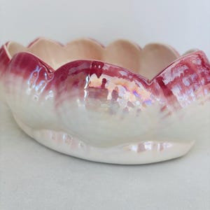 Vintage Lusterware with Pink and White Scallop Jardiniere