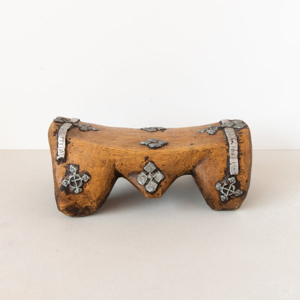 Carved Wood   Metal Prayer Stool