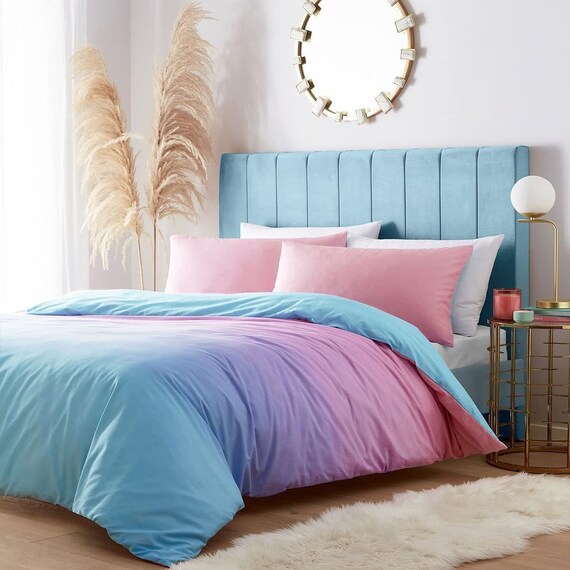 Loft Rainbow Ombre Blue & Pink Pastel Reversible Duvet/Quilt Set