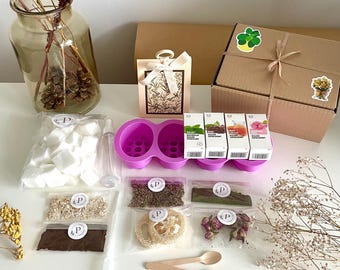 Tvåltillverkningssats, tvålbas med getmjölk 500/1000 g, presentkit, gör-det-själv-pyssel, gör-det-själv-pysselkit för vuxna, presentklar