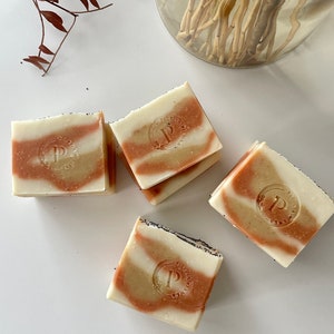 Natural Patchouli Handmade Vegan Soap Bars, Cold Process Soap with Shea butter, Soap with turmeric and paprika