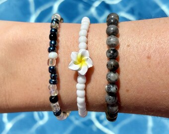 Beachy Bracelet Set | Coastal Beaded Bracelets | Summer Stack | Surfer Jewelry | Minimalist Bracelet Trio | Gift