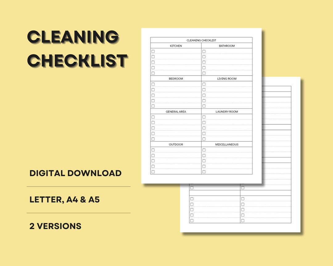 House Cleaning Checklist Printable Cleaning Planner Printable