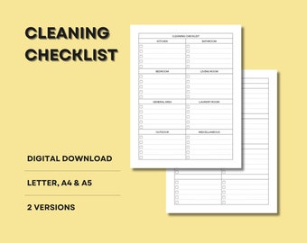 House Cleaning Checklist Printable, Cleaning Planner Printable, Cleaning List Template, Cleaning Checklist PDF, Deep Cleaning Checklist