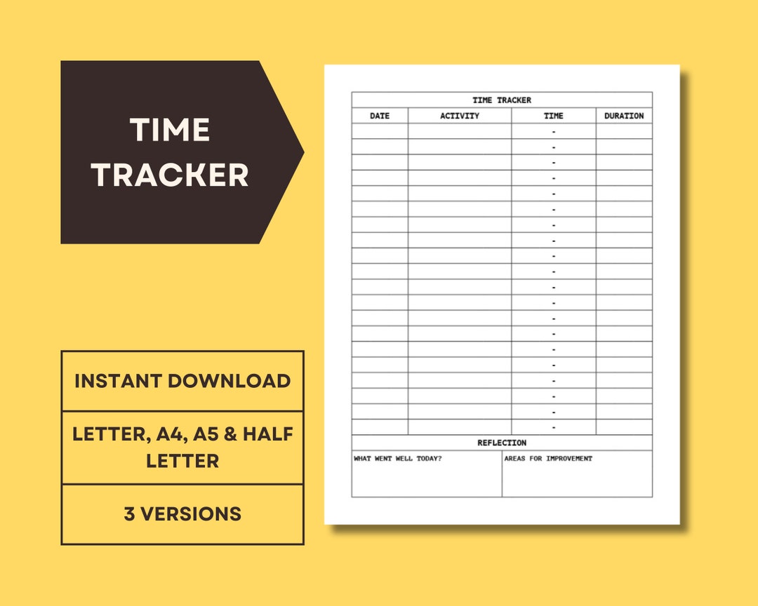 Printable Time Tracker Time Log Activity Tracker Time - Etsy