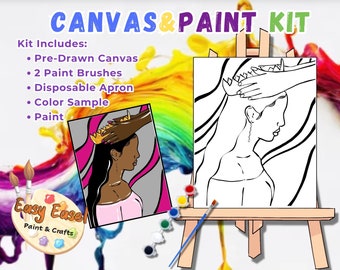 Canvas Paint Kit/ Pre Drawn Outline Canvas/ DIY Canvas/ Party/ Paint Kit/ PNG/Paint party/ Adults/ Teens