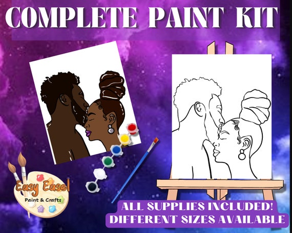Paint and Sip Kit for Adults, Sip and Paint Kit for Adult's Date Night,  Couples Painting Kit Date Night, Sip n Paint Kits, Pre Drawn Canvas for