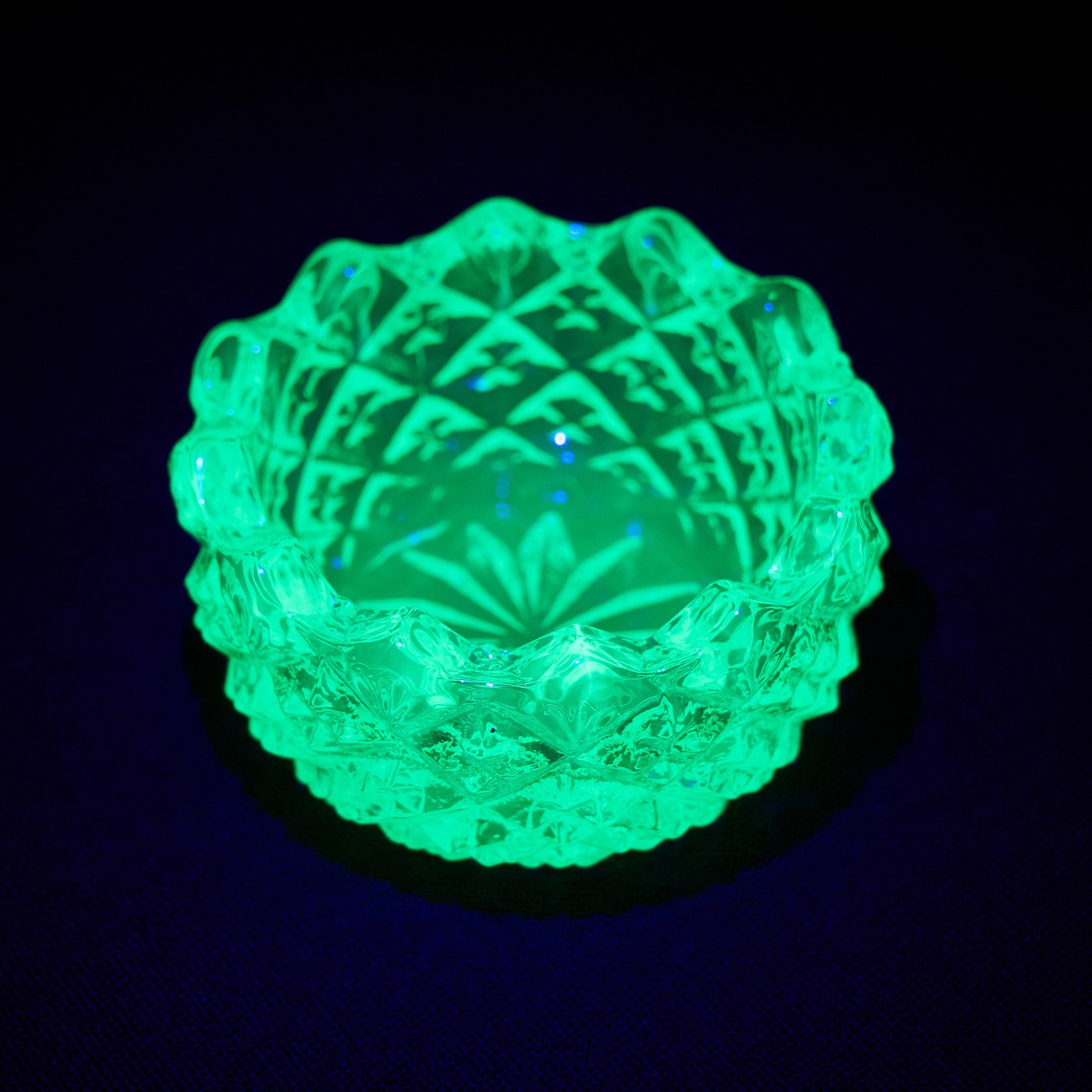 Vaseline Glass Open Salt Vintage Yellow Uranium Glass Etsy