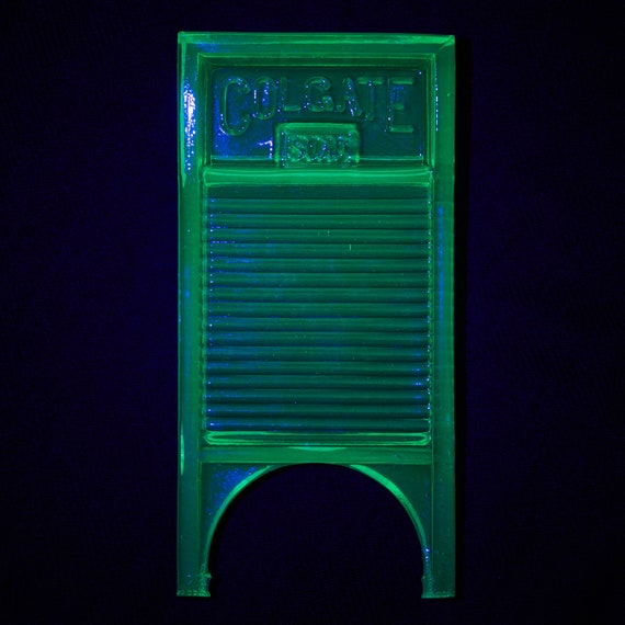 Vaseline Glass Colgate Soap Washboard Vintage Yellow Uranium Etsy