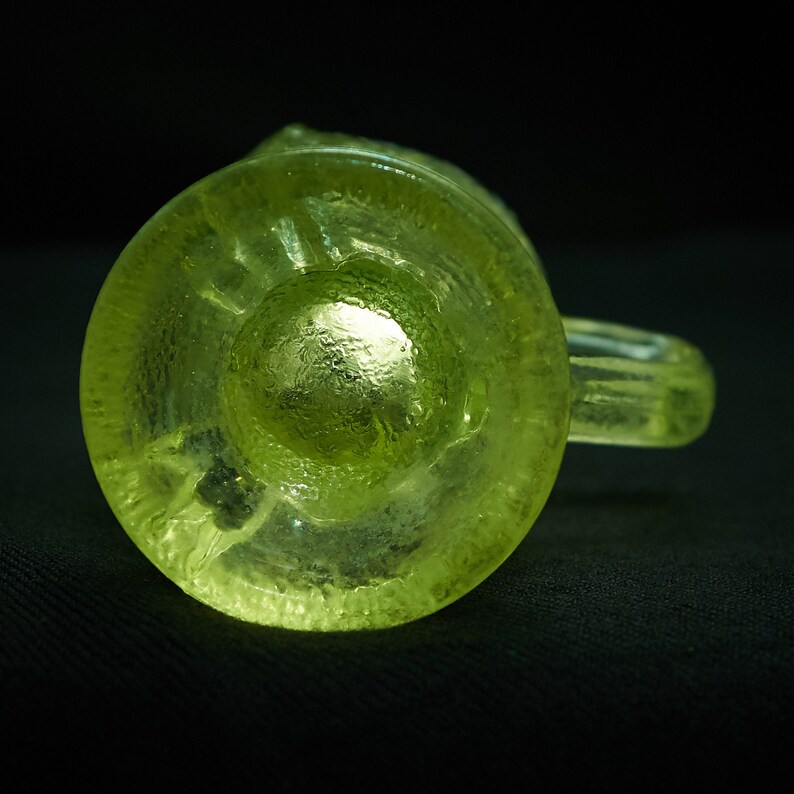 Vaseline Glass Owl Syrup Pitcher Vintage Yellow Uranium Glass Etsy