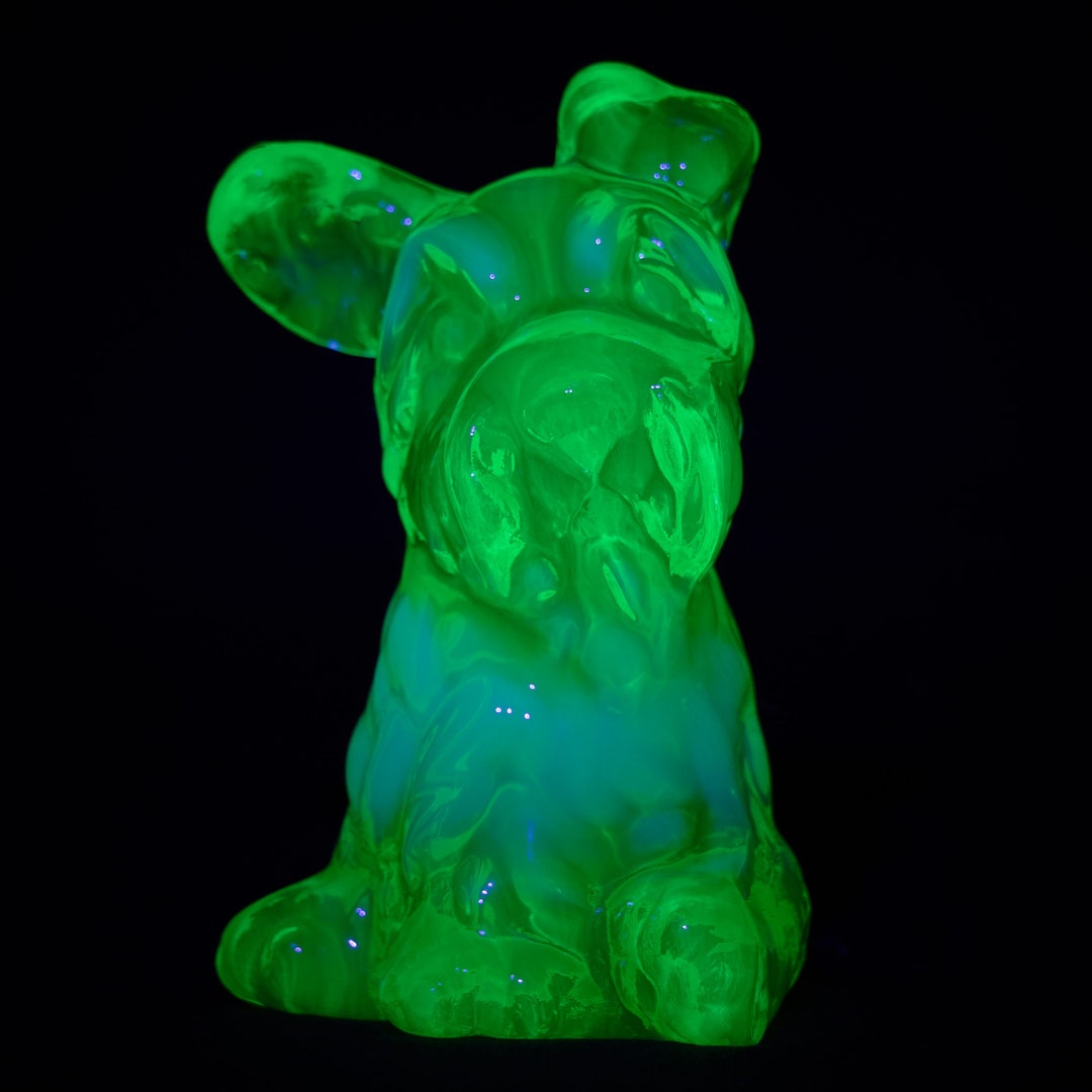 Fenton Vaseline Glass Scotty Dog Vintage Yellow Uranium Etsy