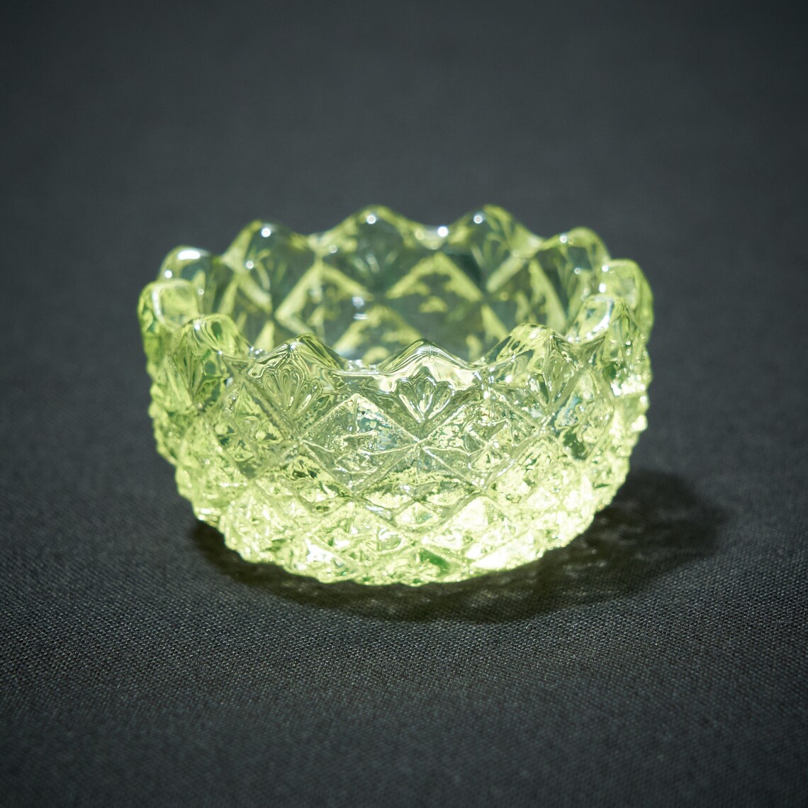 Vaseline Glass Open Salt Vintage Yellow Uranium Glass Etsy