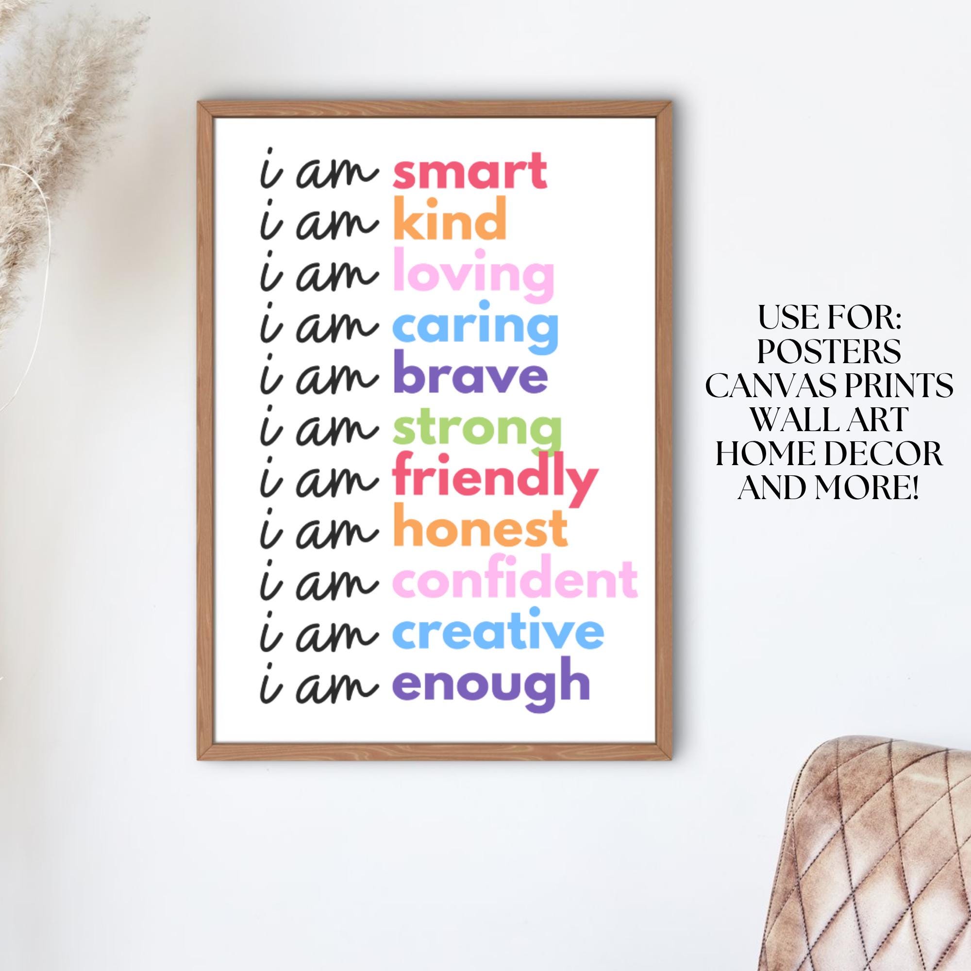 I AM Positive Affirmation Printable Wall Art: Kids Classroom Decor ...