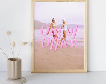 Out of Office Wandkunst, schicke Wandkunst, Geschenke für Kollegen, druckbare Kunst: Urlaub Wandkunst, Mädchen, Geschenke Chef
