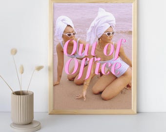 Niedliches Out of Office Schild, Büro Wandkunst, druckbare Bürodekoration, Girly Wandkunst, Geschenke für Mitarbeiter, Geschenke für Chef, niedliche Bürodekoration