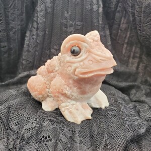 Pink Opal Flesh Toad Crystal Carving