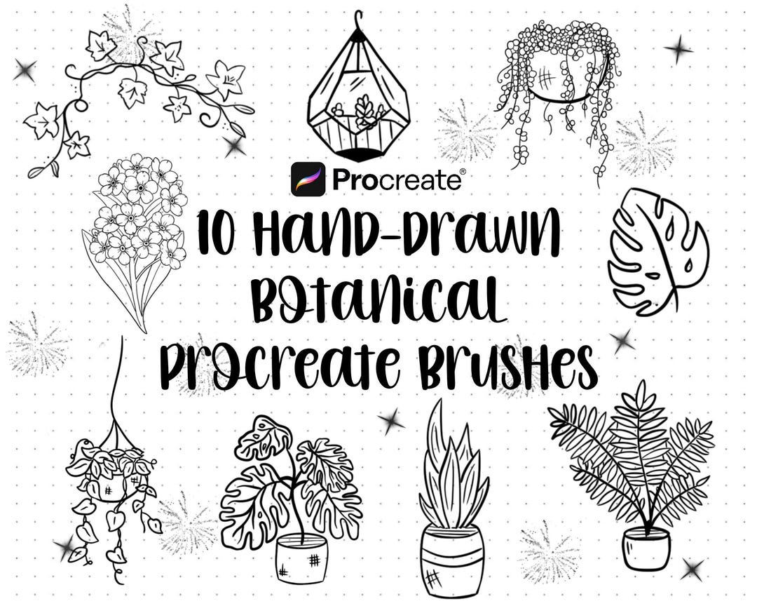 Botanical Procreate Brush Set 10 Plant Stamp Brushes for Digital Art ...