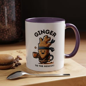 Caneca Ginger to the Rescue para gestantes, 11oz de cerâmica para alívio de enjoo matinal, opções coloridas no interior