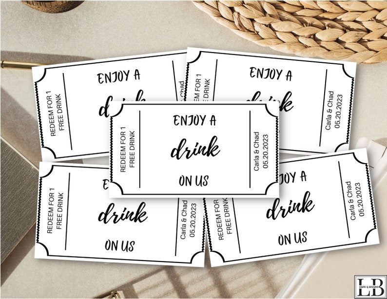 Drink Ticket Template 4, Instant Download, Printable Drink Template ...