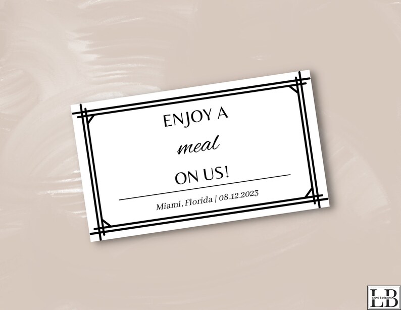 Meal Ticket Template 2, Instant Download, Printable Meal Template, Meal ...