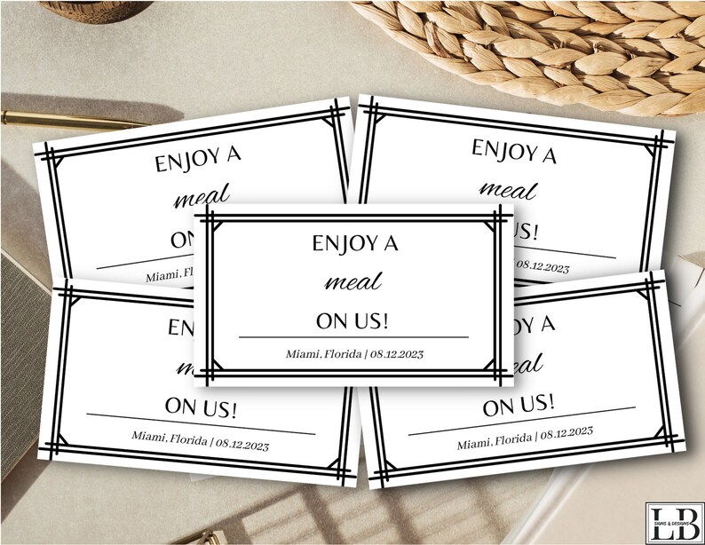 Meal Ticket Template 2, Instant Download, Printable Meal Template, Meal Tickets for Wedding or ...