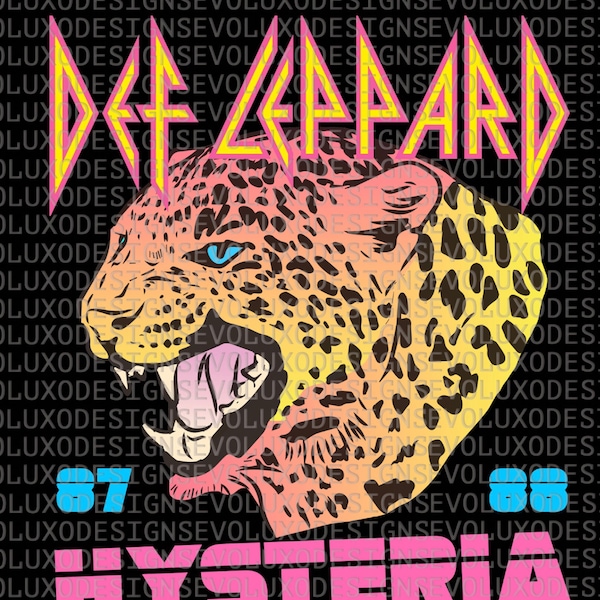 Def Leppard Hysteria Digital Sublimation DTF DTG Print PNG File Rock Band 80s T Shirt