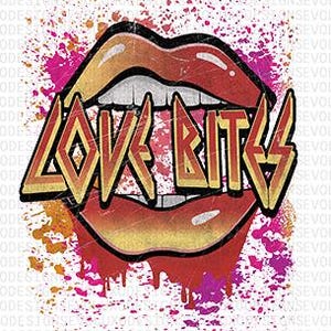 Love Bites Retro Lips PNG | 80s Rock Pop Art Printable