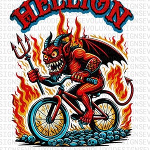 Hellion Biker PNG – Hot Rod Devil Art, płomienie retro i niskobudżetowa ilustracja