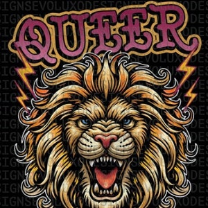Queer Lion Distressed Design: LGBTQ+ Pride PNG File (Digital Download)