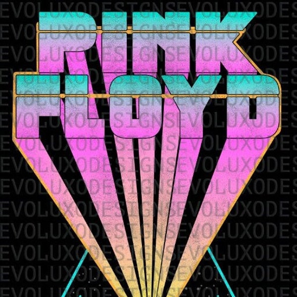 Pink Floyd Distressed Vintage Digital Sublimation DTF DTG Druck PNG Datei Rock Band 70er 80er Jahre Psychedelic T-Shirt Grunge Fan Art