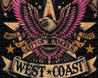 California West Coast Eagle Art: Distressed Graphic (PNG File)