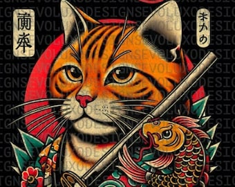 Kaiju Japanese Tiger PNG Retro Japanese Cat Shirt  Graphic Digital Sublimation DTF DTG Print  File T Shirt Japanese Cat Shirt Kaiju Cat Tee