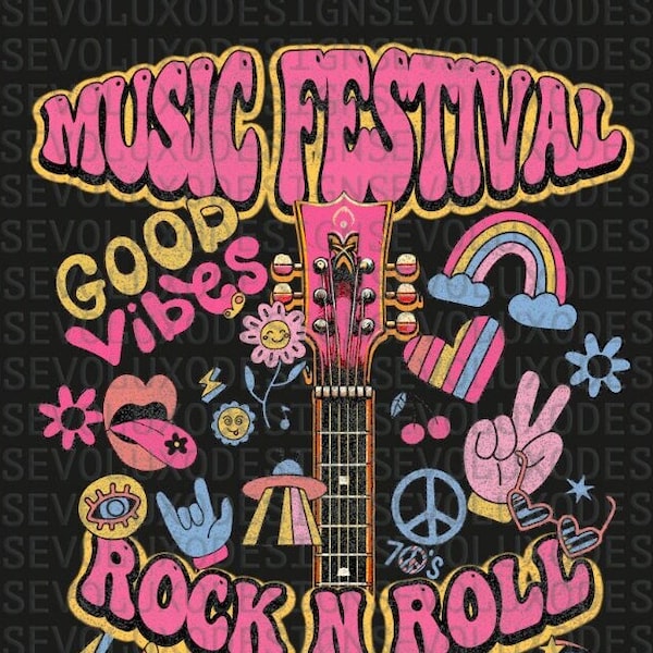 Festival Hippie music Fashion Tee Pink  Style Apparel Rebel Spirit ShirtTee Digital Sublimation DTF DTG Print PNG FileT Fashion