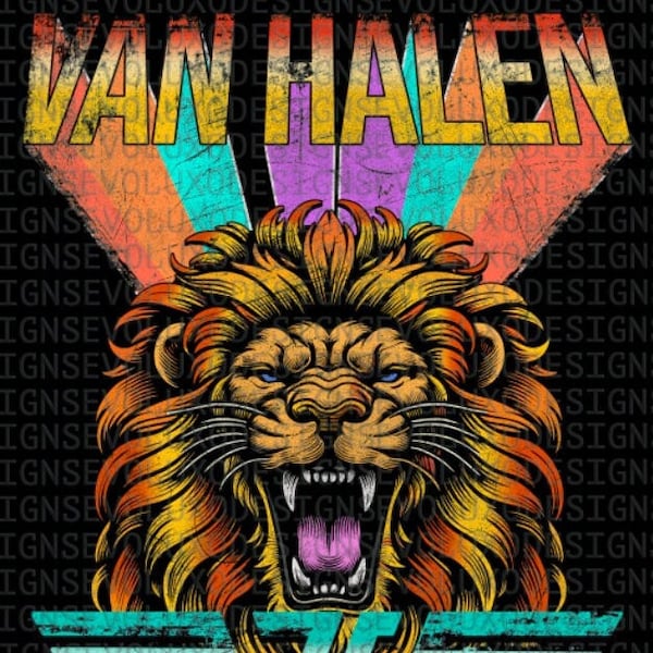 VAN HALEN lyon Distressed  Pattern T Shirt Logo Design PNG Rock Band Tee File Sublimation Dtg Dtf Printing Fan Art Design