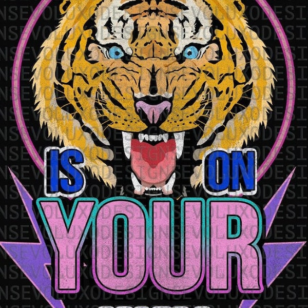 The journey Tiger fearless roar is on your way rock style pink retro vintage Vibrant colors Digital Sublimation DTF DTG Print PNG File