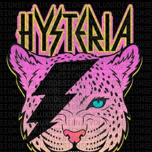 Hysteria Leopard T-Shirt Design: 80s Rock Band PNG (Digital Download)