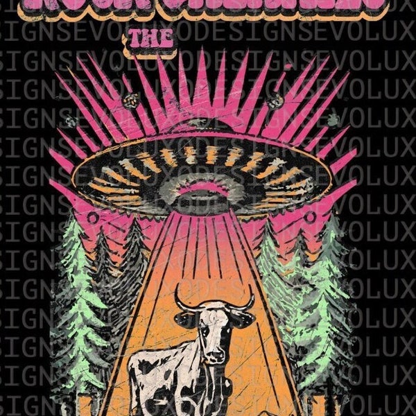 Rock The Galaxies pin floys style cow ovni psychedelic art Digital Sublimation DTF DTG Print PNG File T Shirt