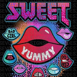 Sweet Love cheetah print  fun mouth splash vibrant colors trendy fashion Digital Sublimation DTF DTG Print PNG File T Shirt