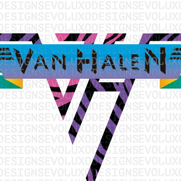 Van Halen Animal Print Logo Digital Sublimation DTF DTG Print PNG File Rock Band 80s T Shirt Purple Zebra