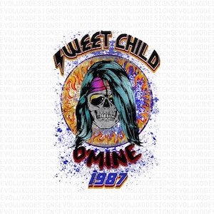 Sweet Child O&#39; Mine Schädel PNG: 80er Jahre Rock Band Skelett Clipart (digitaler Download)