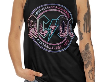 ACDC Distressed Pink Leopard Pattern T Shirt Logo Design PNG