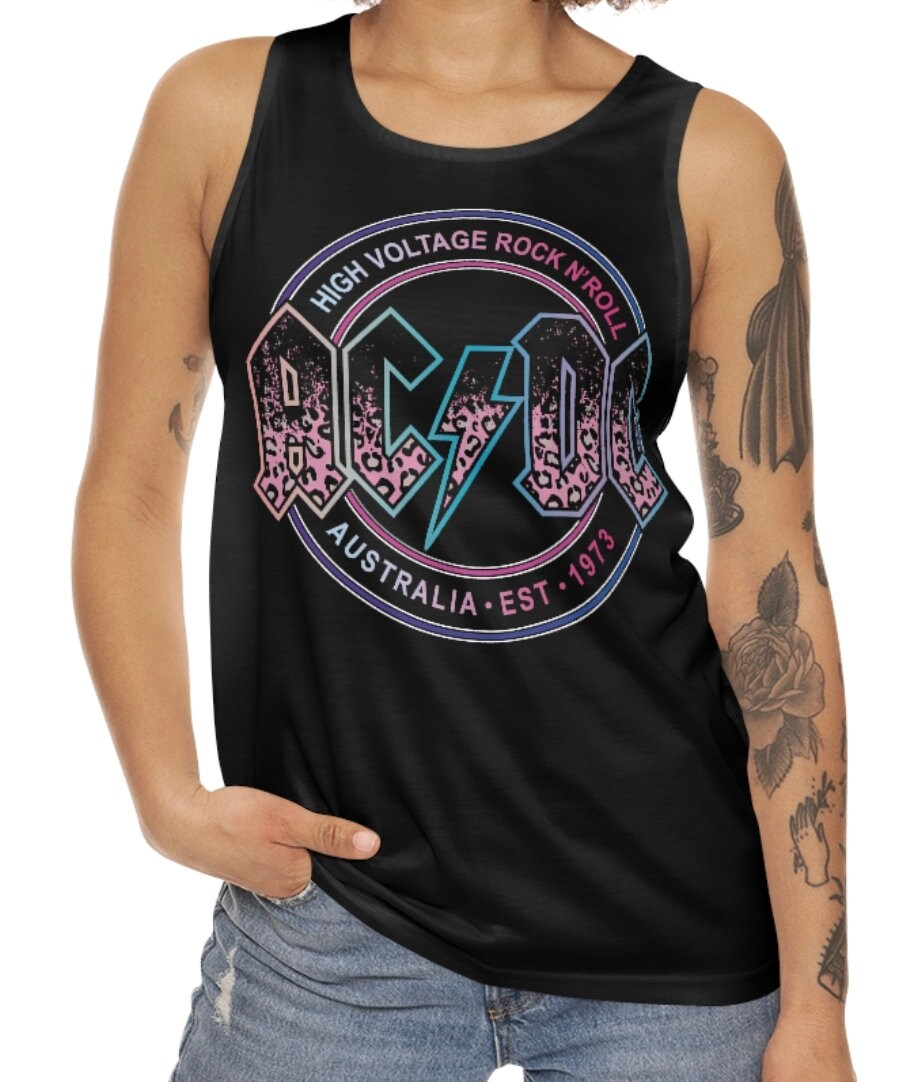 【HI FI FNK】ACDC Printed Top AC/DC Vintage High Voltage Logo Gold T-shirt | eBay