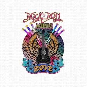 Rock and Roll Guitar PNG: Wings, Leopard, Grunge Sublimation