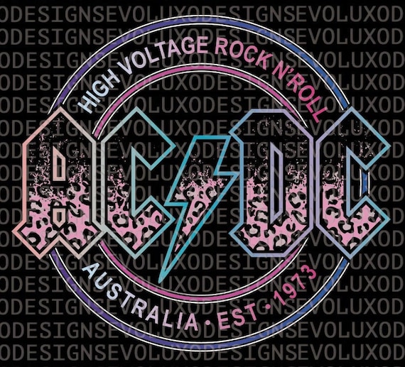 ACDC Distressed Pink Leopard Pattern T Shirt Logo Design PNG