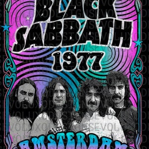 Black Sabbath Psychedelic Digital Sublimation DTF DTG Print PNG File Rock Band 70s Ozzy T-Shirt Distressed Grunge Design Fan Art