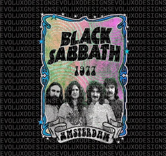 Black Sabbath Psychedelic Grunge Digital Fan 70s DTG PNG Band Design Print Ozzy Art Rock T-shirt File Etsy Distressed - DTF Sublimation