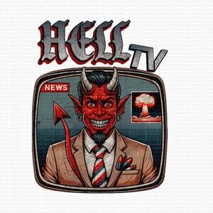 Hell TV – Ilustracja vintage z Devil News
